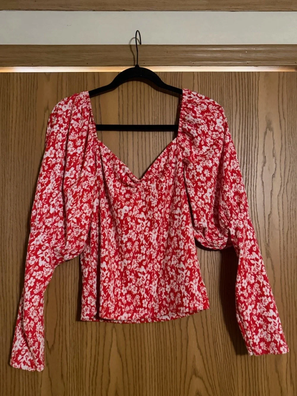 ANTHROPOLOGY CARMINE puff sleeve blouse size L